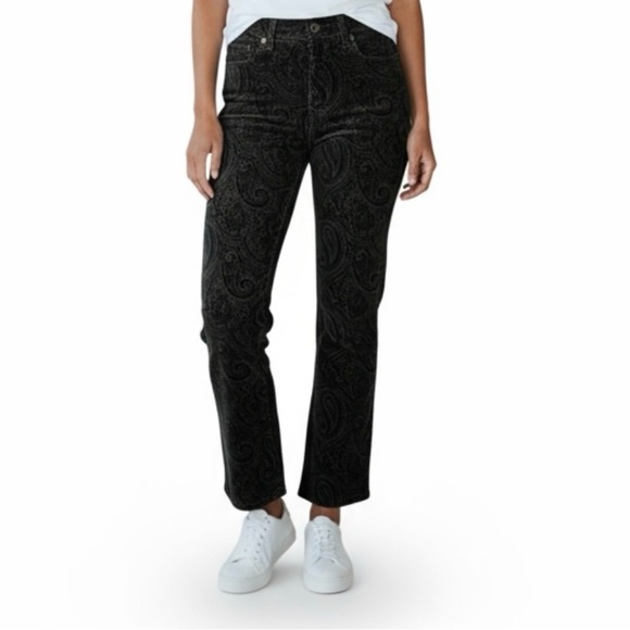 GAP Pants - GAP Boot Cut Stretch Velvet Paisley Print Jeans 4a Black